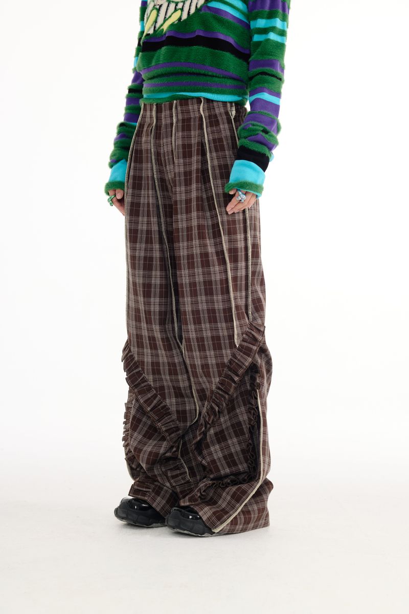 Lace plaid pants
