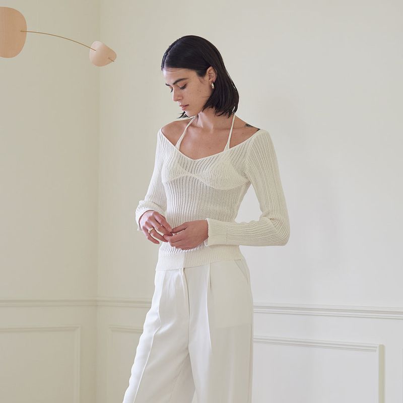 HALTER NECK KNIT TOP (WHITE)