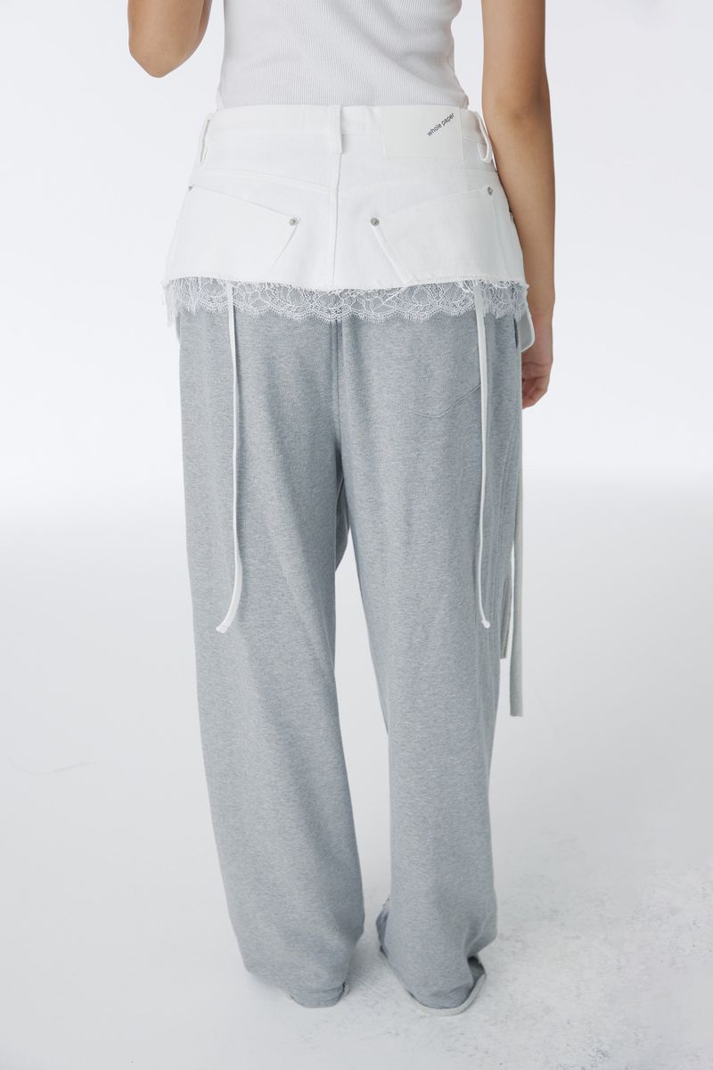 LACE DENIM WRAP SKIRT (WHITE)