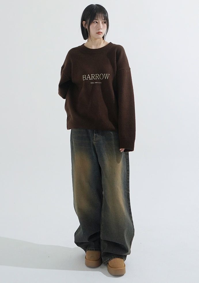 Maison washing wide denim pants