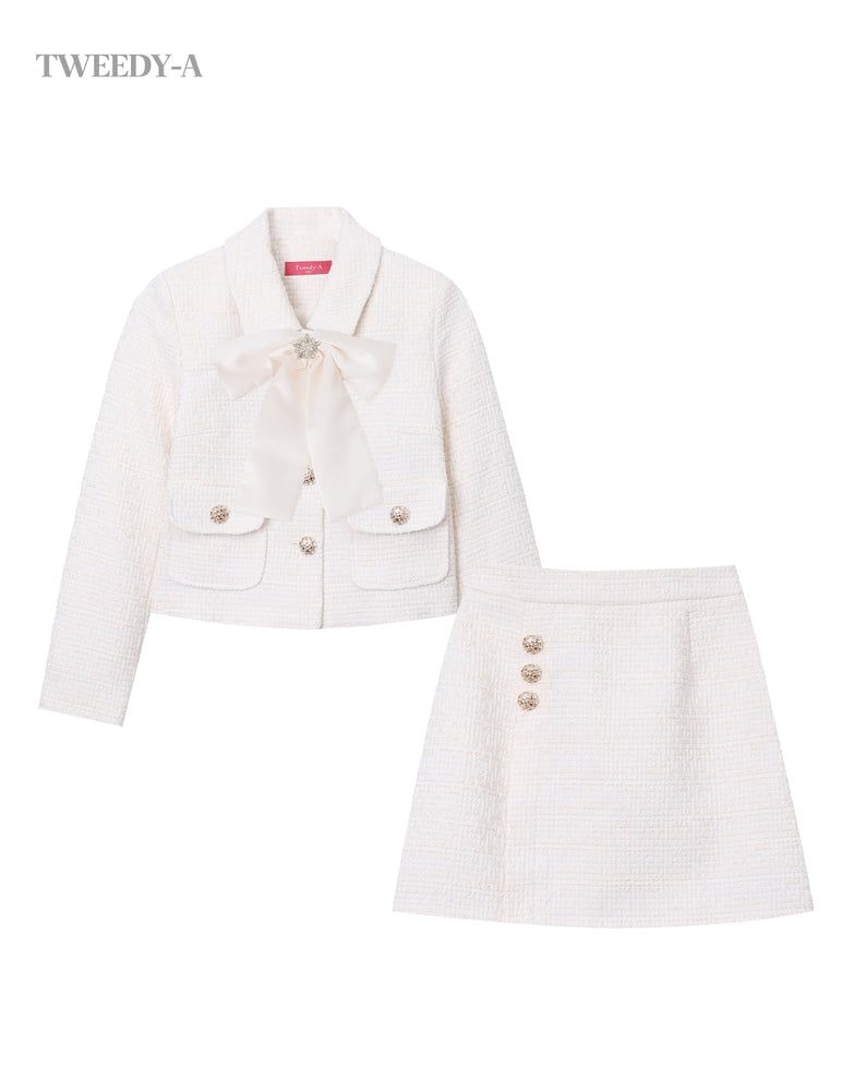 Basic Tweed Jacket - Skirt Two Piece IVORY