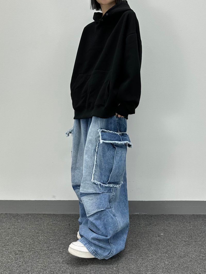 cut-off big pocket denim balloon pt