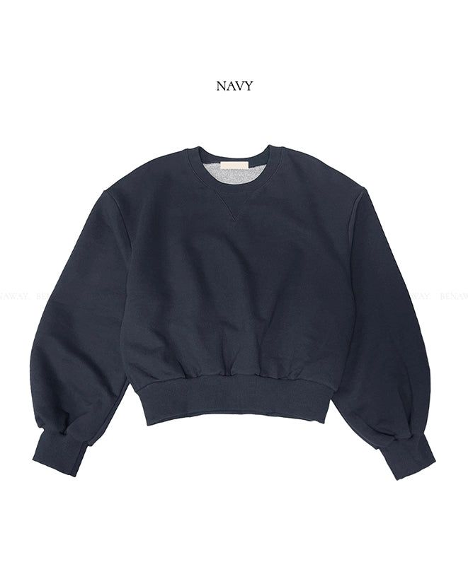 Burnt Overfit Balloon Crop Sweatshirts 4C
