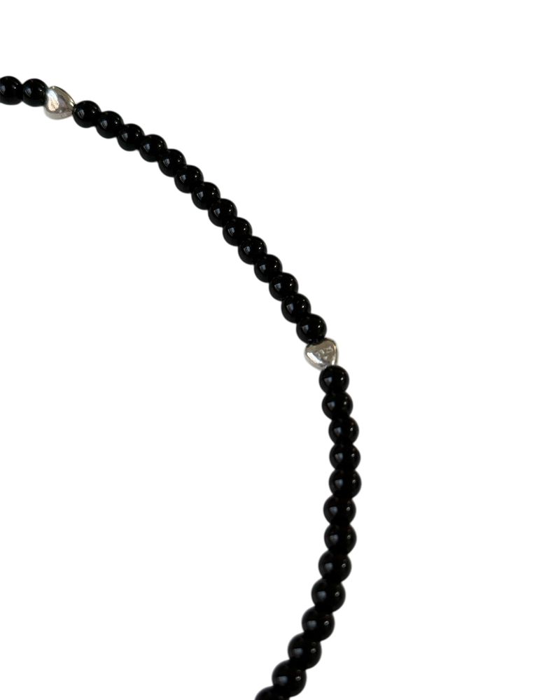 Noir heart choker necklace (silver)