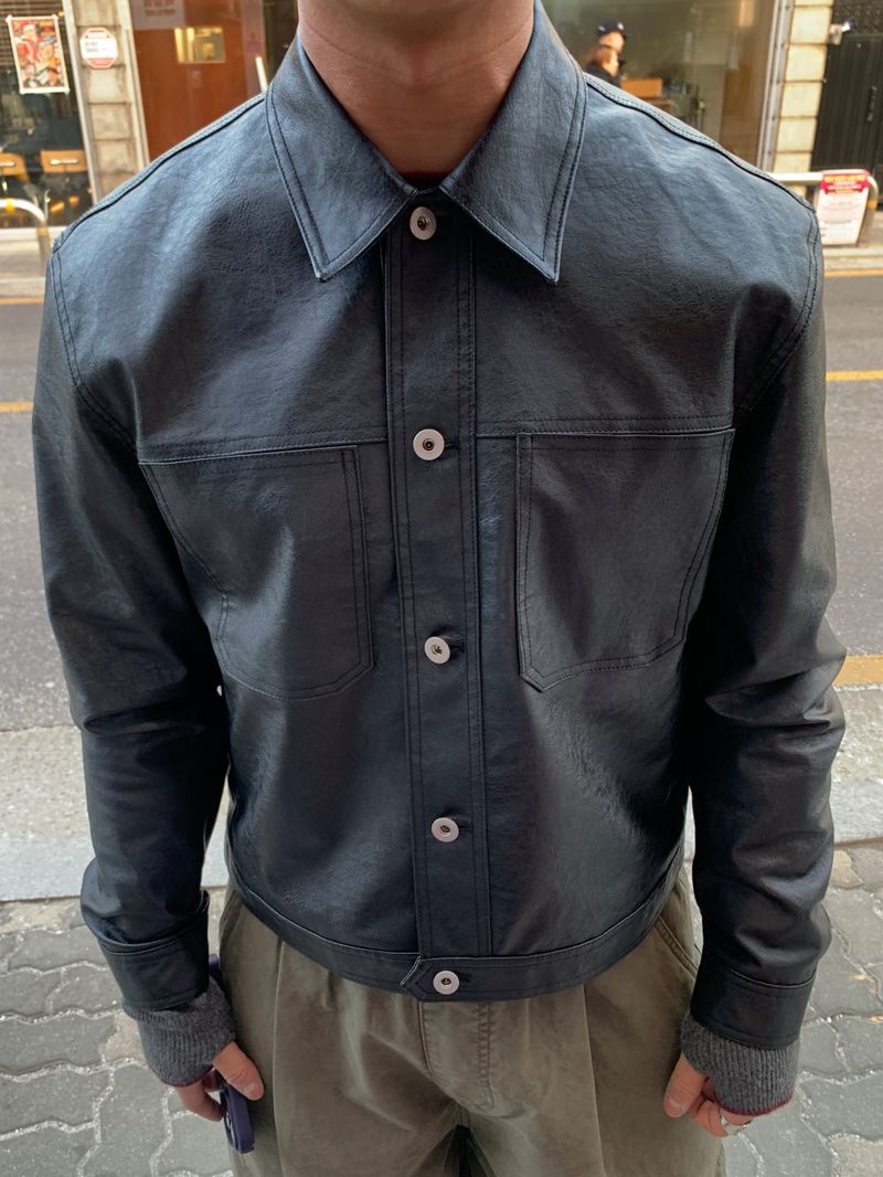 Coupei leather crop jacket