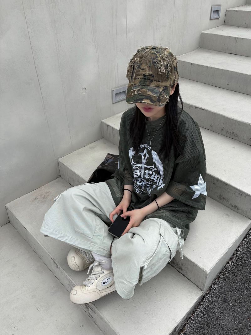 camo destroyed ball cap