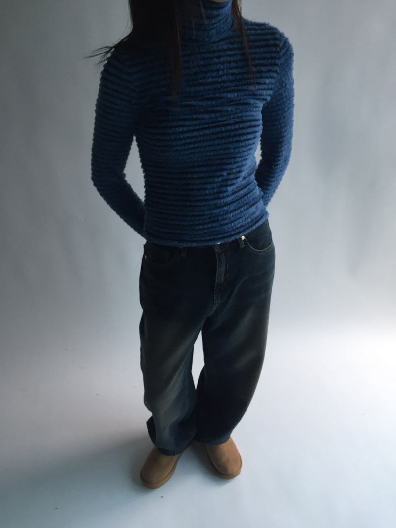Tencel turtleneck striped t