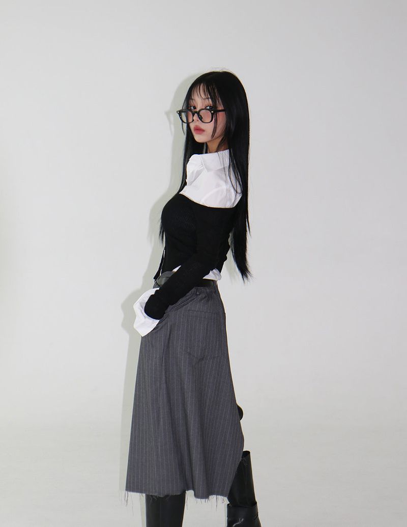 Bermuda Stripe Midi Skirt