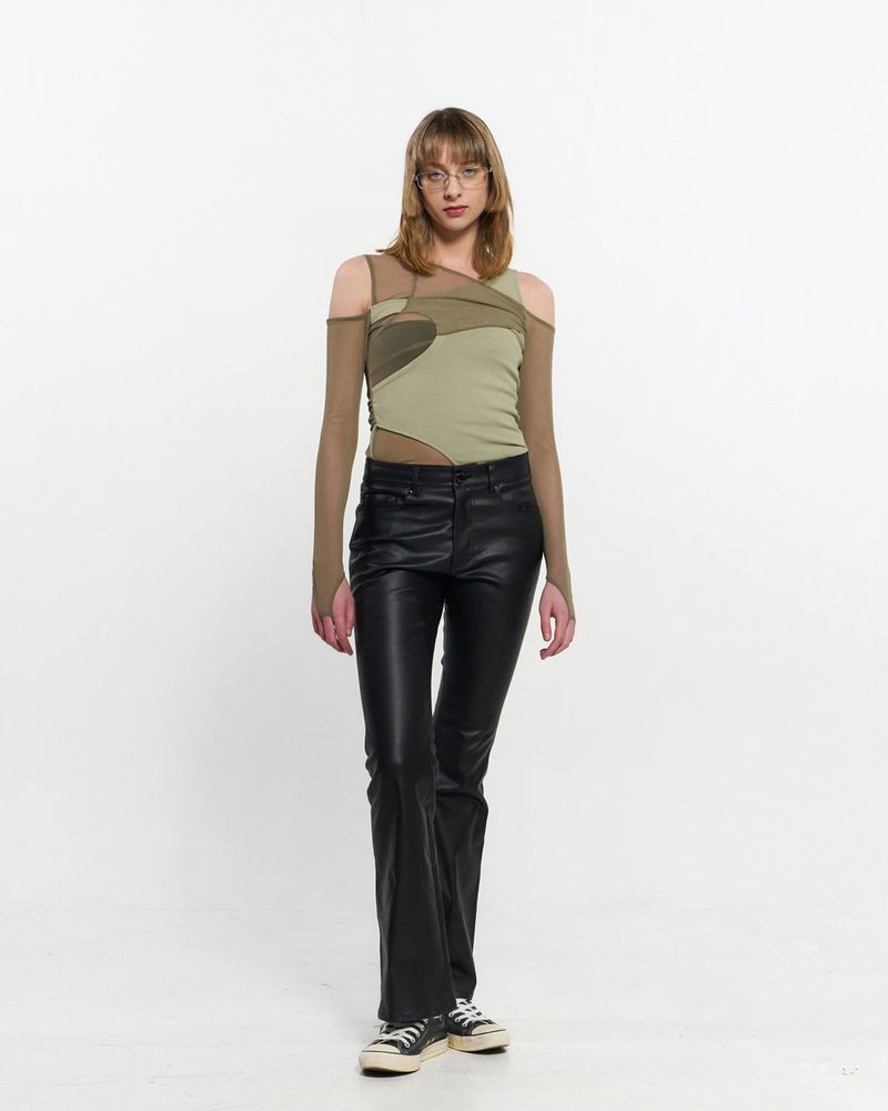 In&Out Knitted Top _  OLIVE GREEN