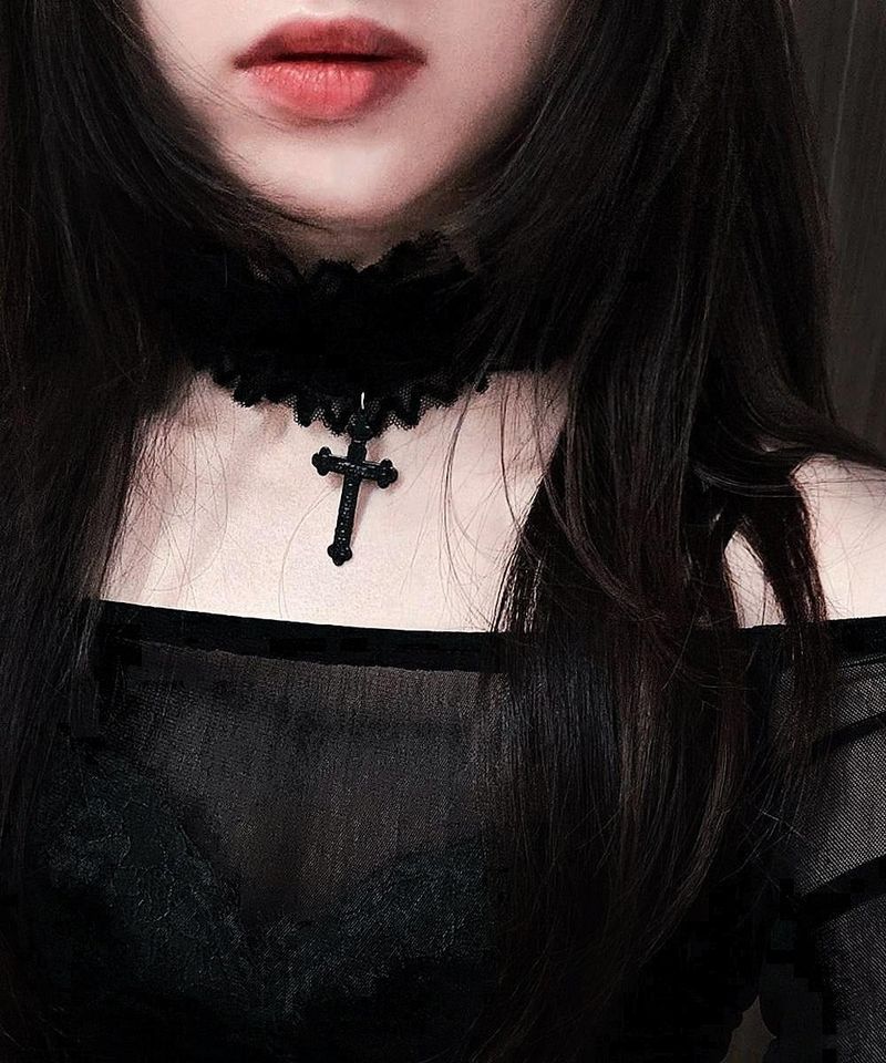 Gothic Cross lace choker
