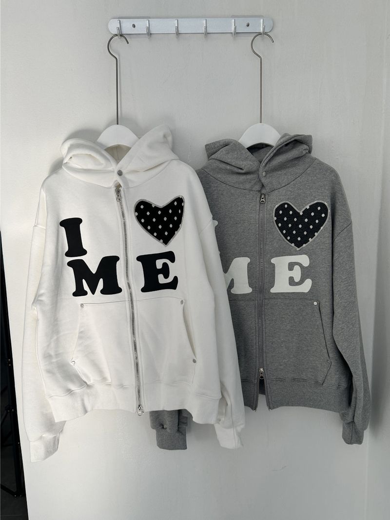 Love me!♥ hood zip-up (2color)