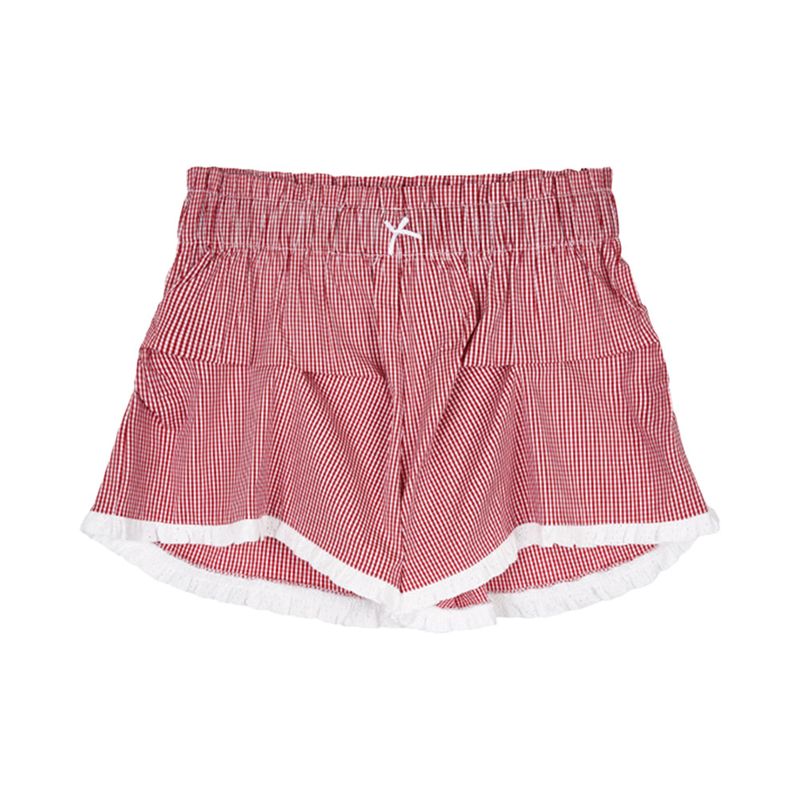 Cozy Check Shorts_Red