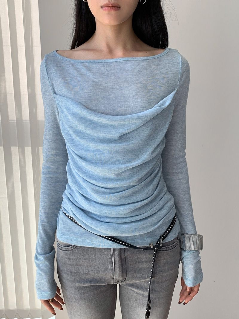 dereborujo（ドレボルゾー）の「Melbourne shirred layered long-sleeve tee（Tops）」