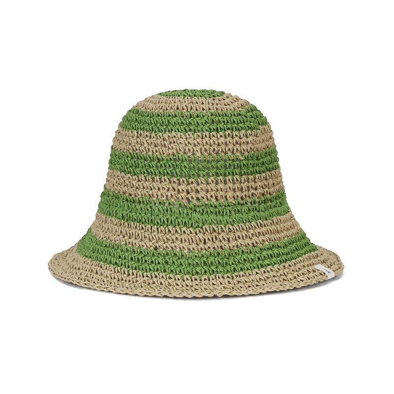 Stripe paper bucket hat Green