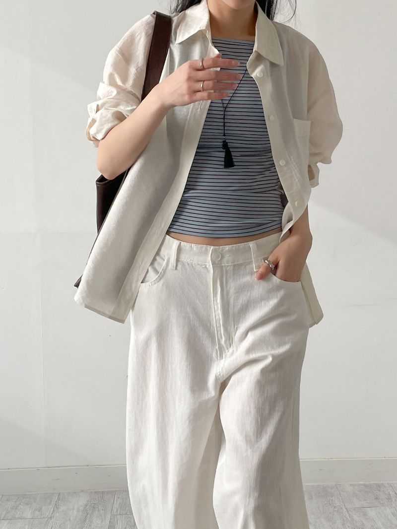 Tencel Striped Boat Neck Sleeveless