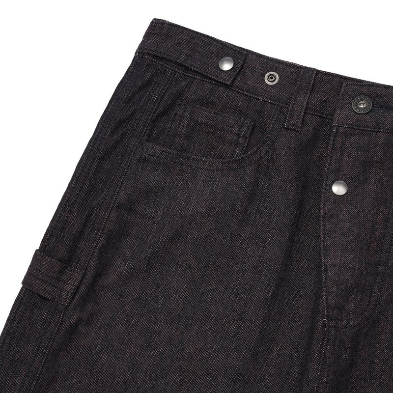 Indian double knee denim pants / Maroon black