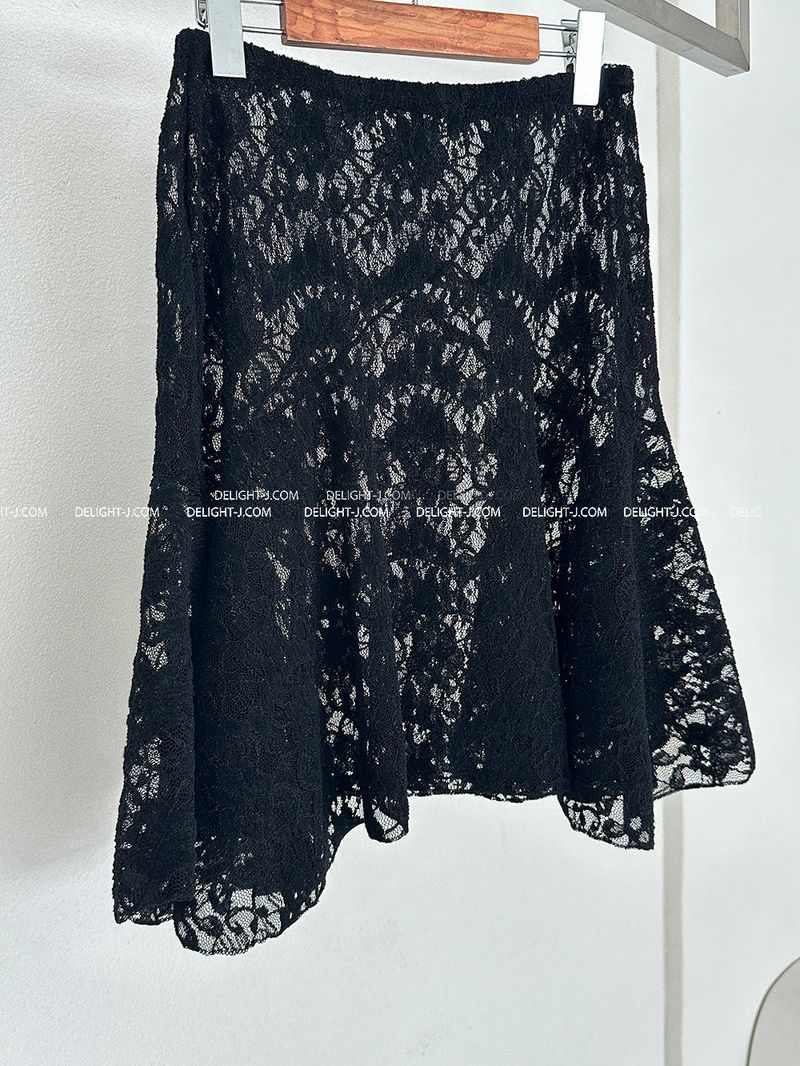 lace see-through layered midi skirt