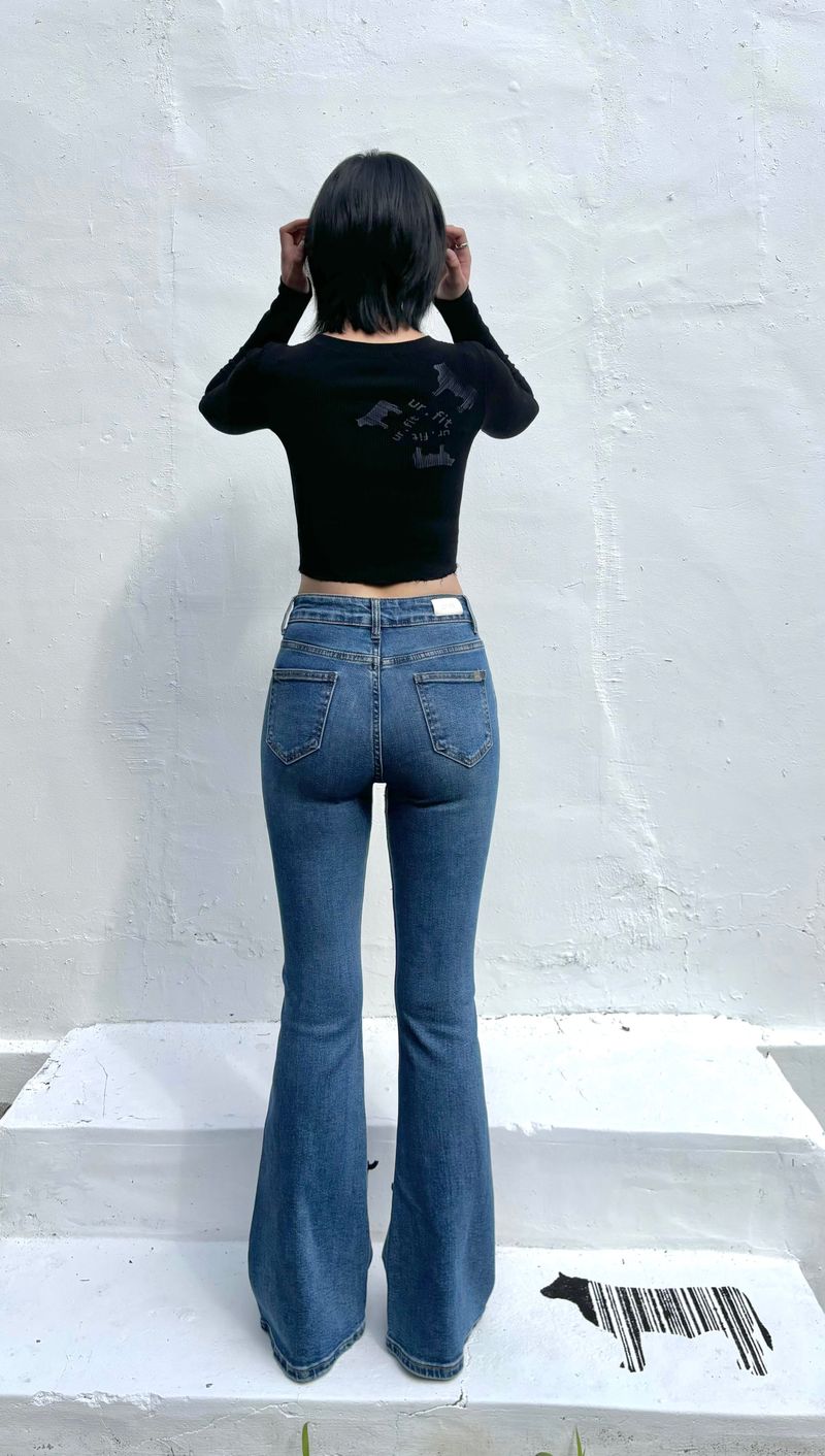 BASIC SPANDEX BOOTCUT DENIM PANTS code 18311