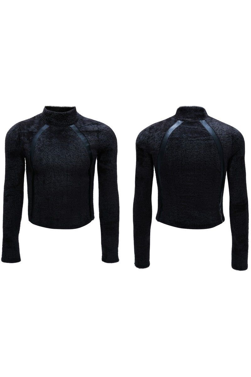 Deconstructed Fleece Turtleneck Top