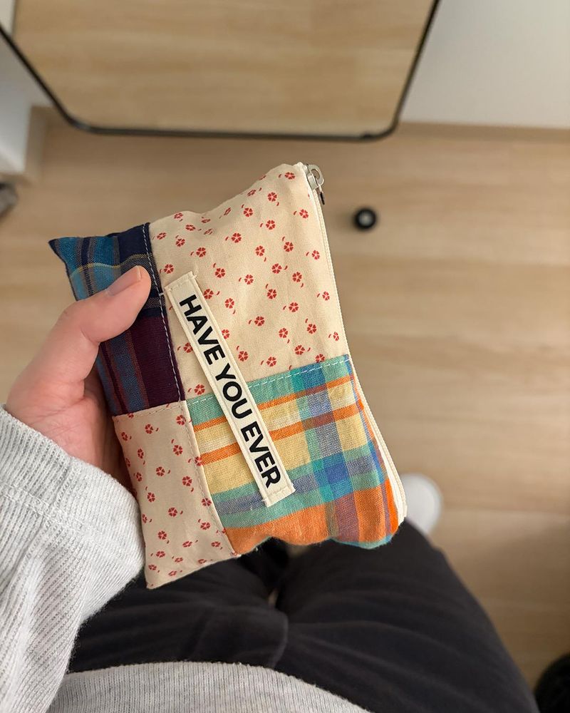 Patch work flat pouch