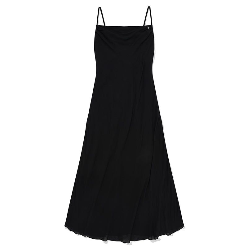 BACK POINT MAXI SLEEVELESS DRESS [BLACK]