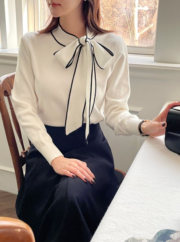 iam mari（アイアム マリ）の「Coco Color Matching Line Tie Knit（Tops）」