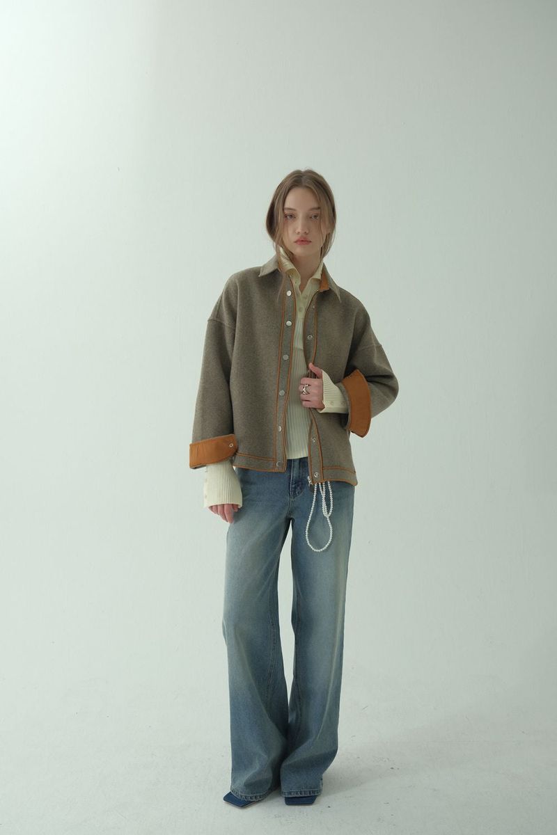 WOOL BLENDING ZIP-UP JACKET_BEIGE