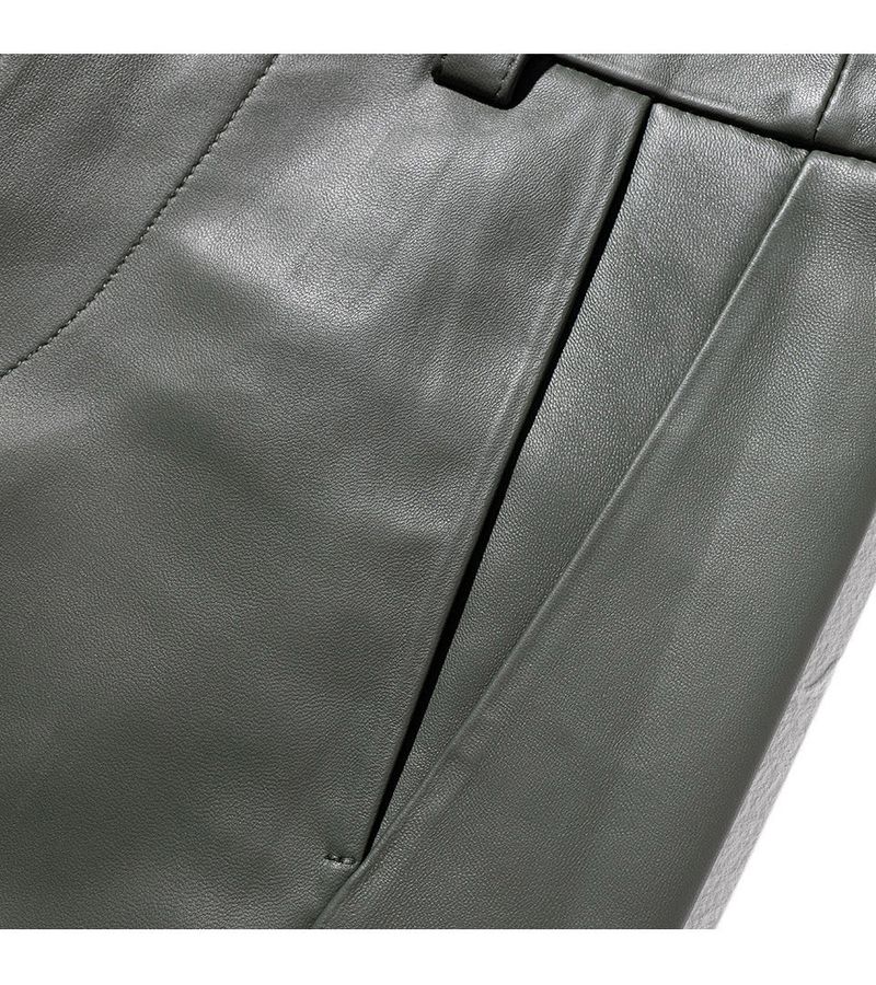 LAMSKIN CURVED LINE PANTS