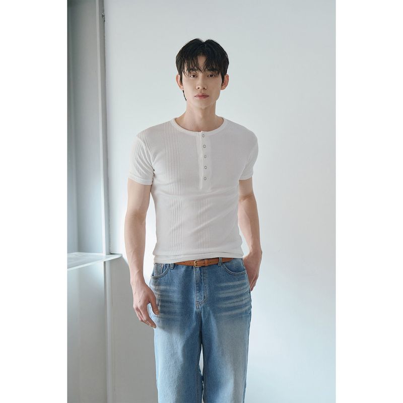LAURANTSEOUL（ローラントソウル）の「High ribbed henry neck half sleeves(Ivory)（Tops）」