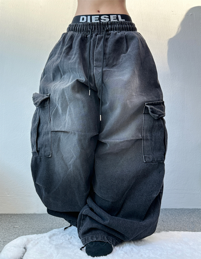GRADATION PARACHUTE CARGO DENIM💙💚💛🩶🖤 - 4 COLORS