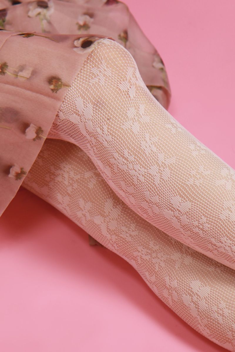 blossom lace tights (cream)