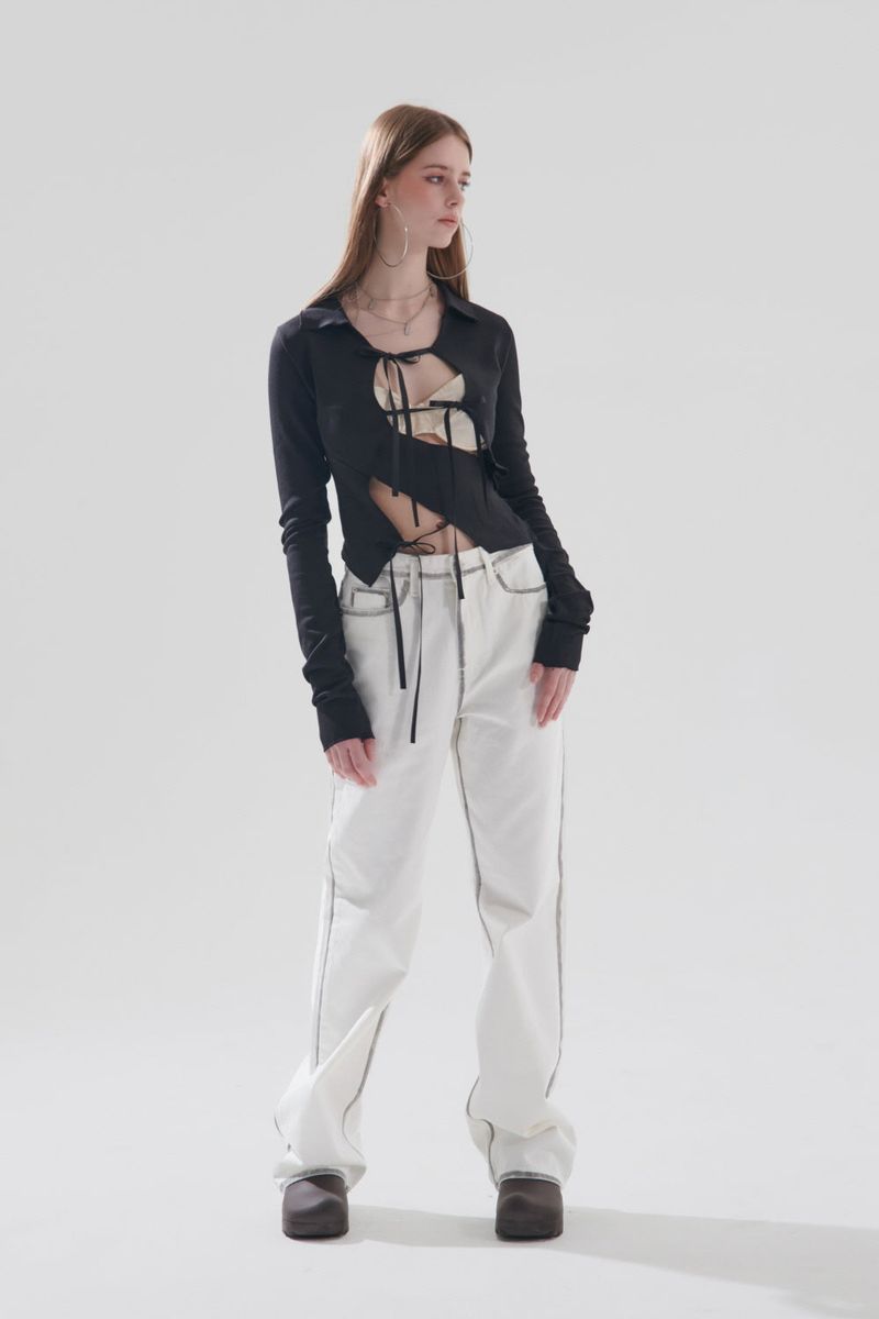 RIBBON COLLAR T-SHIRT