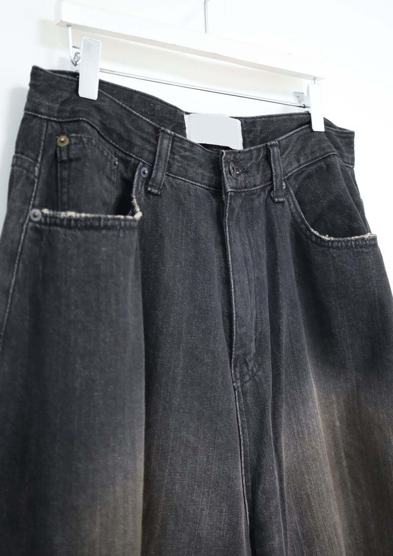 (UNISEX)Torn Twilight black Denim