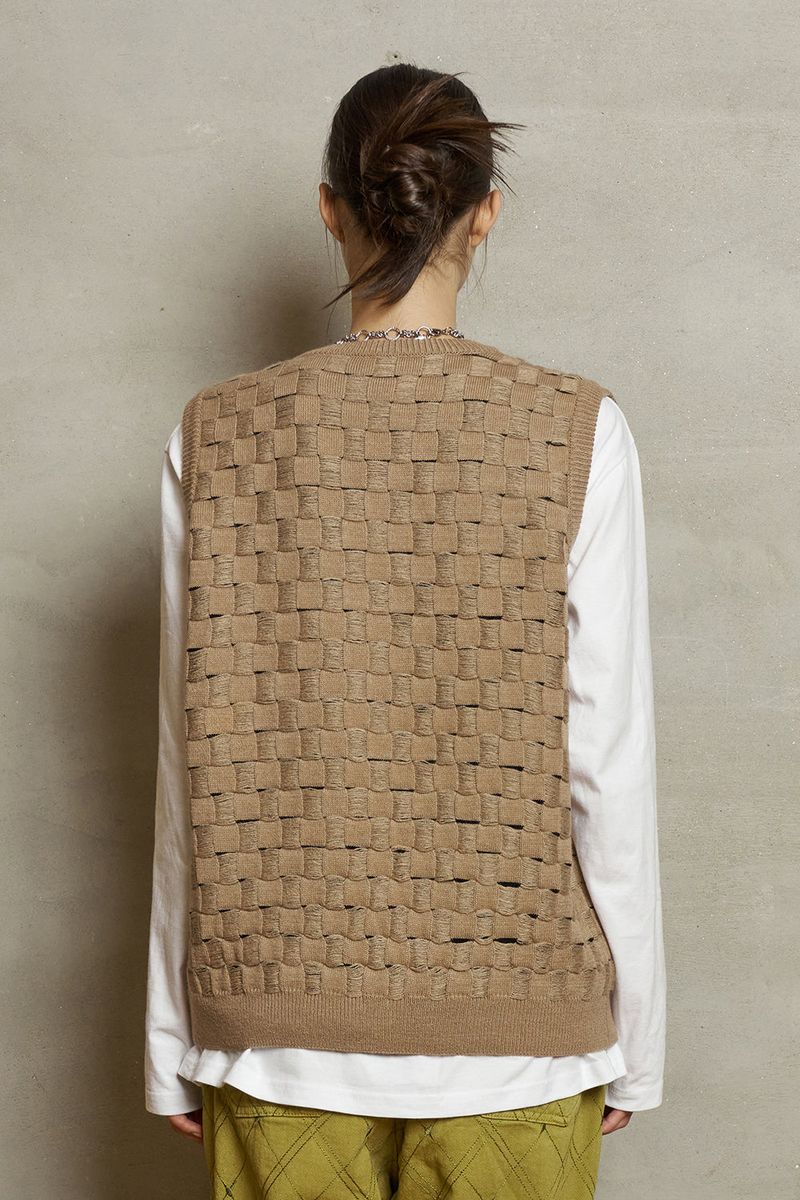 ROPE CHECKER KNIT VEST