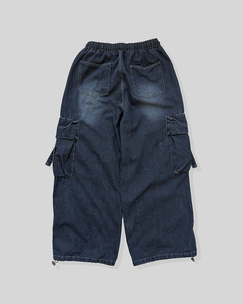 Lace Buckle Wide Cargo Denim