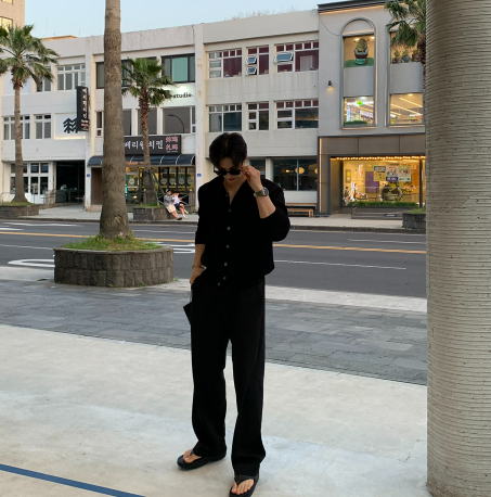 Ever Ice Linen Back Banding Wide Slacks