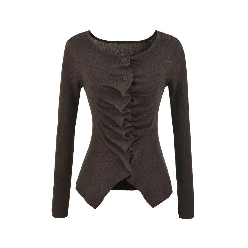 Elodie Ruffle Button Cardigan