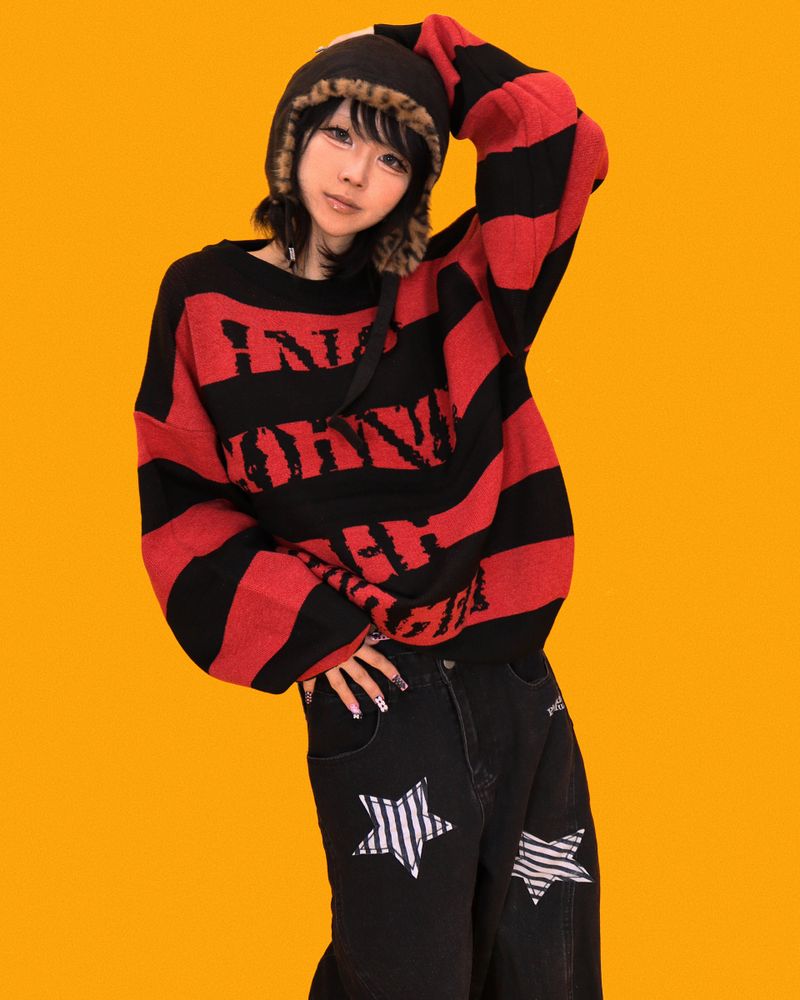 ストライプパンクボックスニット (2color)