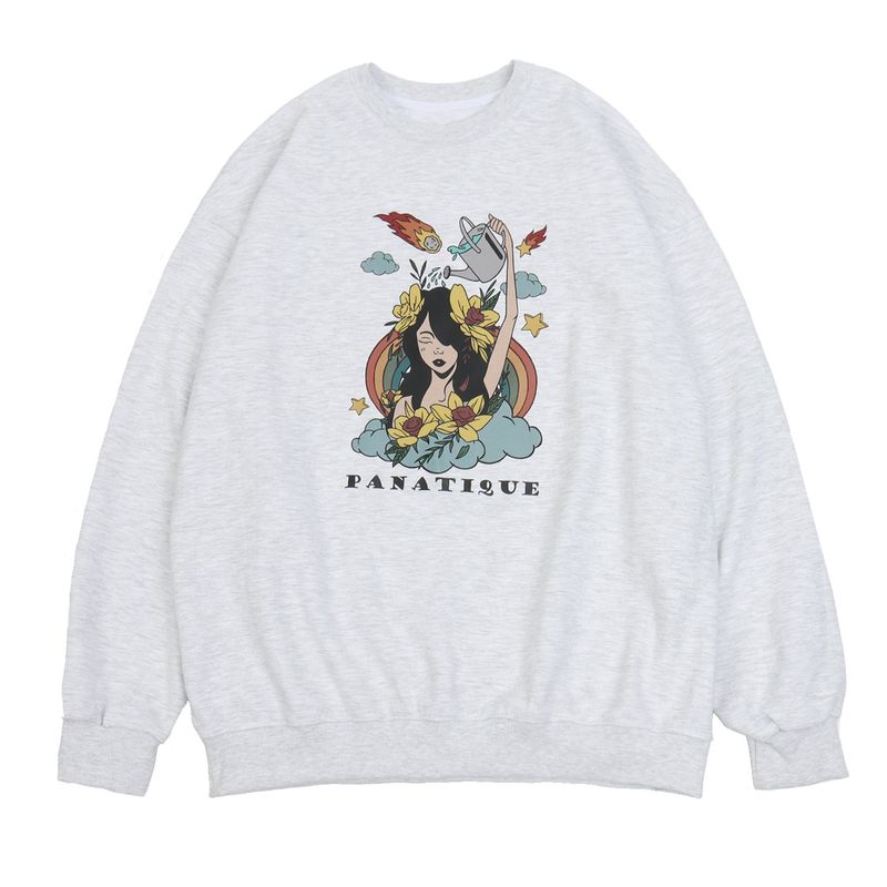 Cloud Girl Printing Sweatshirt Melange