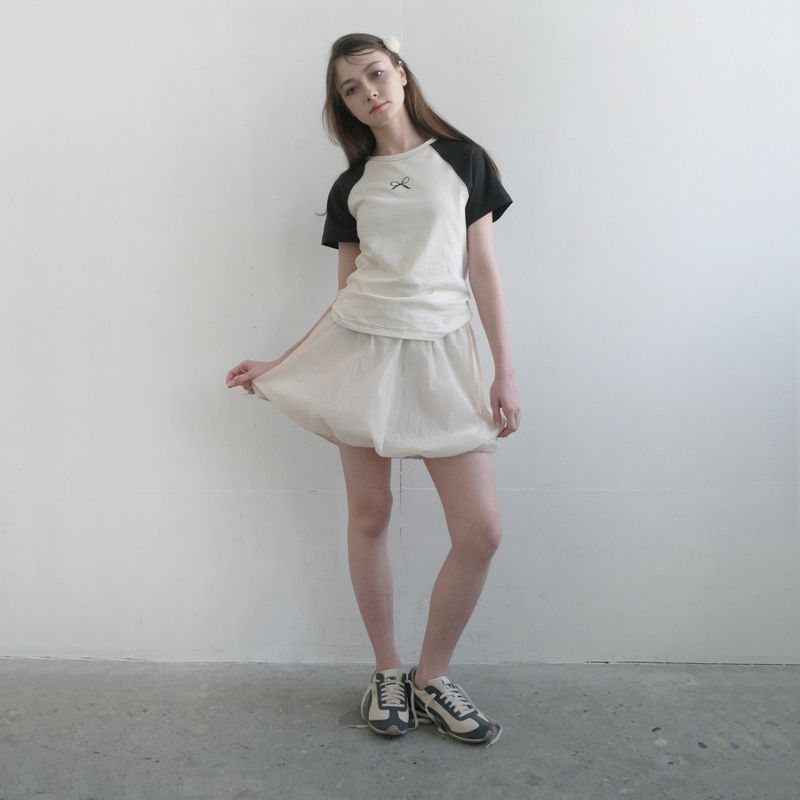 Cream Nylon Pumpkin Skirt