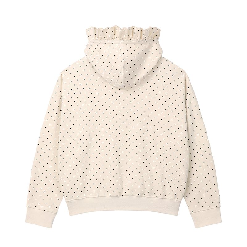 Dot Ruffle Hoodie - IVORY