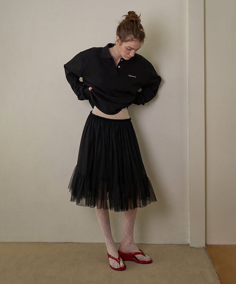WITHOUTSUMMER（ウィズアウトサマー）の「Tulle midi skirt_black（Skirts）」