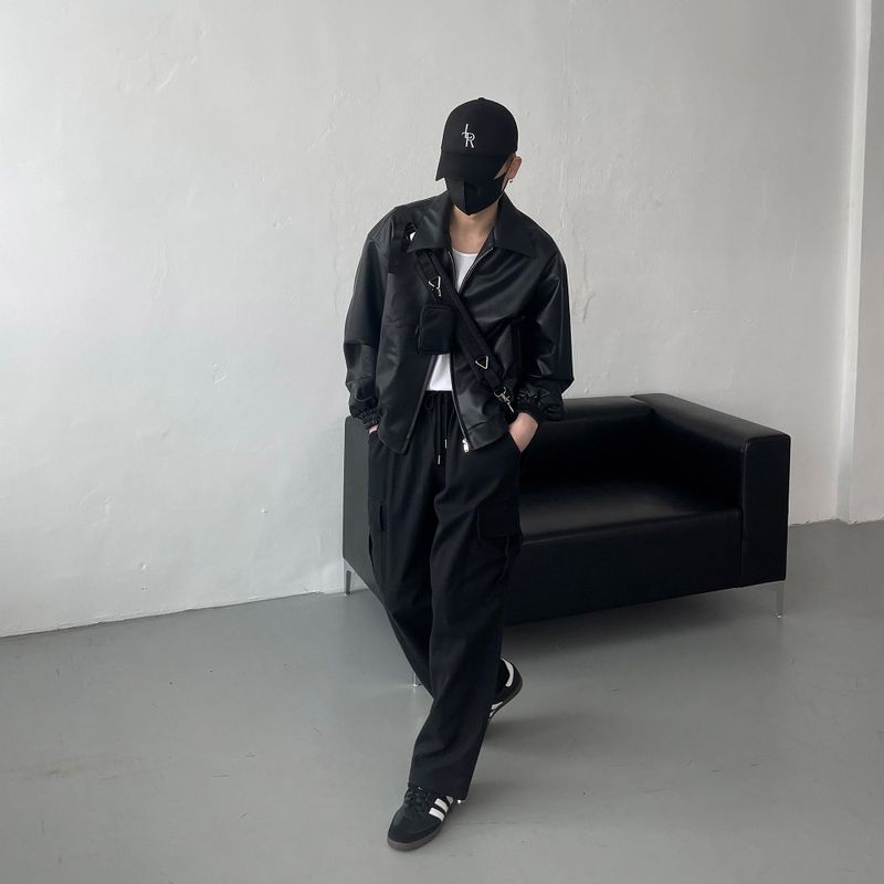 UI leather cropped jacket