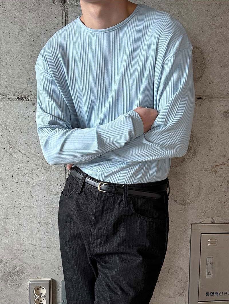 Irrregular rib slim long sleeves(5color)