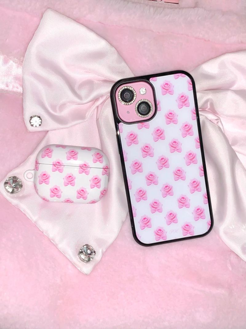 Rose bonbon earphones case (white)