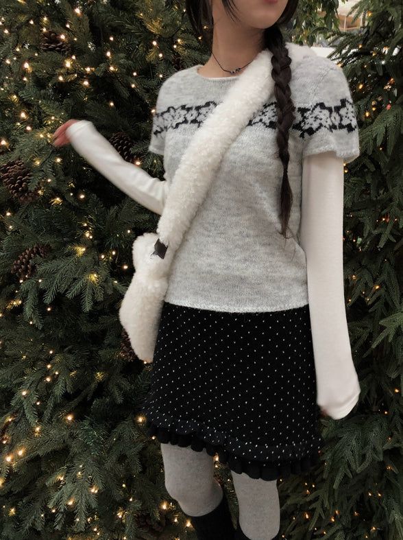 Freak Dot Frill Banding Knit Skirt