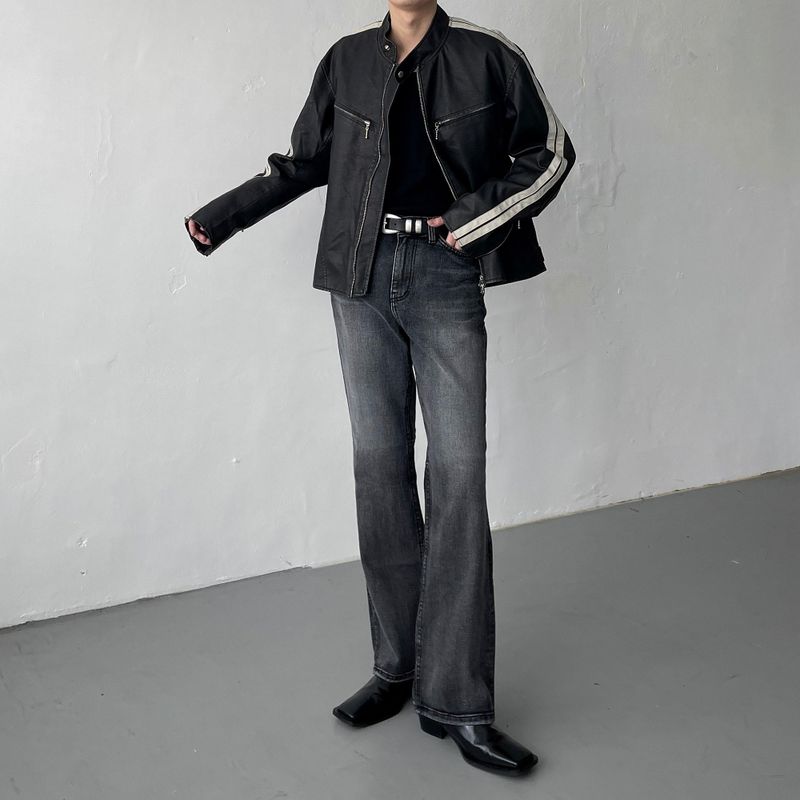 MG608 All Brush Back Slit Bootcut Denim