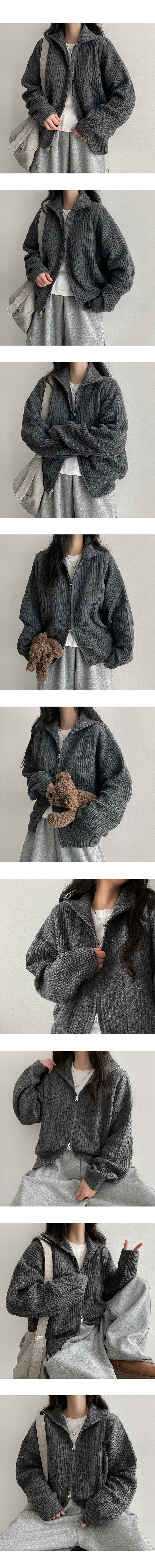 Coty High-neck Two-Way Knitwear Zip-up