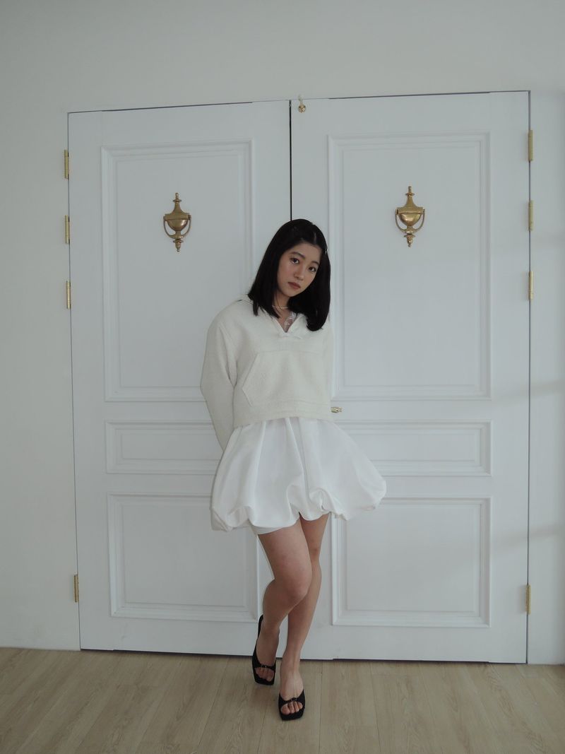 TISHA SAILOR TWEED BLOUSE _WHITE