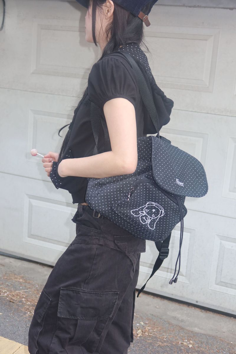  Puffed sleeve dot hoodie _ Black